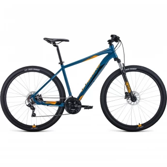 Велосипед FORWARD APACHE 29 3.0 disc, рама 17", 2020-2021, бирюзовый/оранжевый